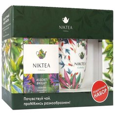 Подарочный набор NIKTEA с пакетированным чаем Ассорти Брайт и с керамической кружкой, 25 шт.