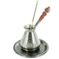 Набор кофейный "Султан" темный (турка Знаки зодиака 200мл, поднос 14см, ложка 18см) Knick Knack