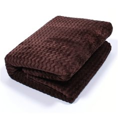 Плед плюшевый (велсофт) 220х200см, цвет коричневый Sleep Delivery