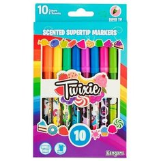 Kangaru Ароматизированные тонкие фломастеры Twixie Super Tip смываемые, 10 шт. 7086