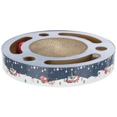 Рождественская когтеточка с игрушками, ф33 х 5,5 см, синий/белый Trixie