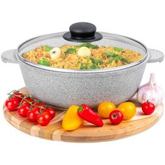 Жаровня- сотейник 3 л 24 см Elan Gallery гармония вкуса Серый агат с крышкой D24