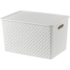 Корзинка с крышкой 14 л 35х24,5х20,5 см EL Casa Береста светло- серая