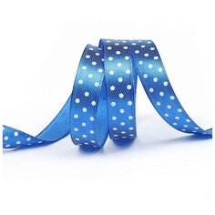 Лента атласная "Ideal. Горошек", 12 мм x 27,4 м, цвет: синий