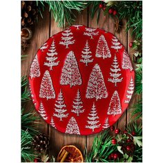 Блюдо 28х28х2 см Elan Gallery Серебряный лес на красном