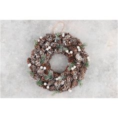 Новогоднее украшение венок 35х35х8 см Elan Gallery Снежный лес, круглый