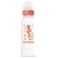 Baboo Бутылочка с узким горлышком и силиконовой соской, 240 мл, с 3 месяцев, с 3 месяцев, коралловый