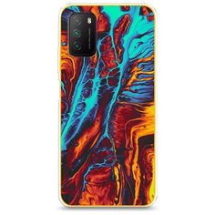 Силиконовый чехол "Желто-голубой флюид" на Xiaomi Poco M3 / Сяоми Поко М3 Case Place