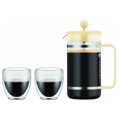 Набор кофейный 3 предмета: кофейник Bistro 1 л. и термобокалы Pavina 0.25 л. - 2 шт банановый Bodum
