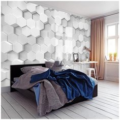 Фотообои / флизелиновые обои 3D белые соты 4,08 x 2,7 м Photostena