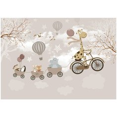 Фотообои грин-люкс, флизелин эко, "Жираф на велосипеде 390x275 Green Lux