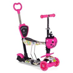 Самокат 5в1 3-х колесный "Божья коровка" (мультиколор/принт "цветы") M3 Babystyle