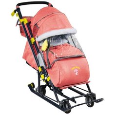 Санки-коляска Nika Ника Детям 7-7, в джинсовом стиле красный