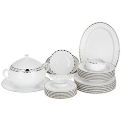 Столовый сервиз "Opal" 6/25; декор "Платиновые пластинки"; отводка платина Thun1794