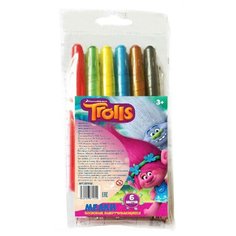 CENTRUM Мелки восковые выкручивающиеся Тролли 6 цветов (87552)