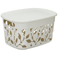Коробка флора 5,5л с крышкой белый ротанг Idea (М Пластика)