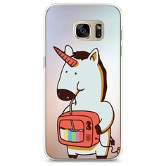 Силиконовый чехол "Единорог и телевизор" на Samsung Galaxy S7 edge / Самсунг Галакси С 7 Эдж Case Place