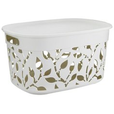 Коробка флора 12л с крышкой белый ротанг Idea (М Пластика)