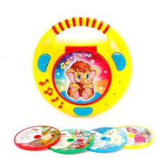Интерактивная развивающая игрушка Азбукварик CD-плеер с огоньками Песенки и сказки, желтый/красный