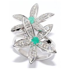 Silver WINGS Кольцо из серебра c кубическим цирконием, изумрудом 210667-r-06-88, размер 17.5