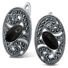 Silver WINGS Серьги из серебра, оникс, марказит 22as0008-39