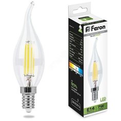Лампа светодиодная LED 7вт Е14 белый свеча на ветру FILAMENT (LB-67) Feron