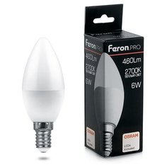 Лампа светодиодная LED 6вт Е14 белый матовая свеча Feron.PRO OSRAM (LB-1306)