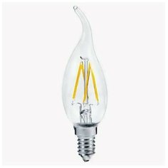 Лампа светодиодная LED 5Вт E14 CLB60 белый, Filament прозр. свеча на ветру OSRAM