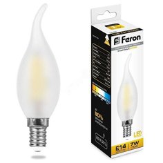 Лампа светодиодная LED 7вт Е14 теплый матовая свеча на ветру FILAMENT (LB-67) Feron