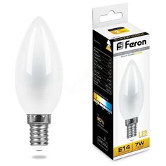 Лампа светодиодная LED 7вт Е14 теплый матовая свеча FILAMENT (LB-66) Feron