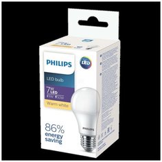 Лампа светодиодная LEDBulb LED 7Вт E27 3000K 230V A60 RCA EcoHome (929001955107) Philips