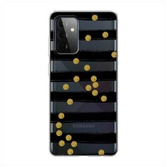 Силиконовый чехол "Черные полоски с золотыми кружками" на Samsung Galaxy A72 / Самсунг Галакси А72 Case Place