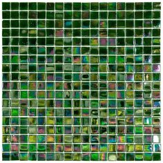 NB411-m Мозаика одноцветная чип 15 стекло Alma Mono Color зеленый темный квадрат глянцевый перламутр
