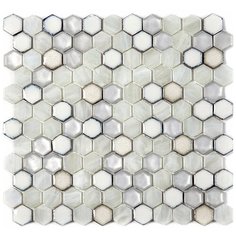 TCGL-12 Эксклюзивная керамическая шестиугольная плитка мозаика Alma Glamour серебряный белый светлый перламутр