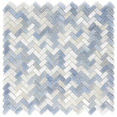 TCGL-06 Эксклюзивная плитка мозаика стеклянная Alma Glamour голубой белый светлый елочка перламутр