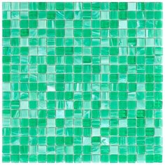 MN474 Мозаика для бассейна одноцветная чип 15 стекло Alma Mono Color зеленый квадрат глянцевый
