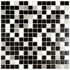 Day&Night MIX 6 Мозаика из цветного стекла Alma белый серый черный квадрат