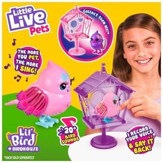 Moose Little Live Pets Интерактивная птичка в скворечнике Принцесса Полли 26337
