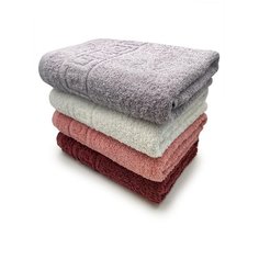 Полотенца махровые для лица 50х90, комплект из 4 шт."Вишня+Пыльная роза+Белый+Светло-Серый Ashgabat Dokma Toplumy