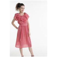Платье из тонкой ткани на подкладке с рюшами D71027 Красный 44 La Vida Rica