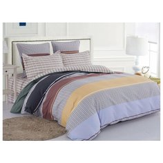 Постельное белье евростандарт Cleo Satin de Luxe 757-SK, сатин, 4 наволочки: 70 х 70 и 50 х 70 см, коричневый/сиреневый