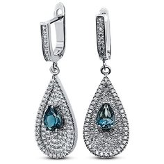 Silver WINGS Серьги из серебра, топаз london blue, 22qsrgg00610-19-120