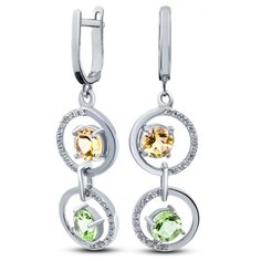Silver WINGS Серьги из серебра, хризолит, цитрин, 22eeafa00915-19