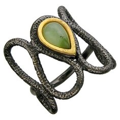 Балтийское золото Серебряное кольцо с нефритом 51К451045ПЧ, размер 19