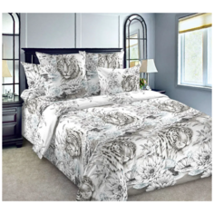 Постельное белье 2-спальное Текс-Дизайн Белый тигр 3, бязь, 2 наволочки 70 х 70 см, серый