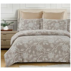 Постельное белье семейное Cleo Cotton jacquard 022-CJ, сатин-жаккард, 4 наволочки: 50 х 70 и 70 х 70 см, бежевый