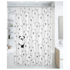 Штора для ванны Panda 180x200 см, полиэстер, цвет белый Fixsen