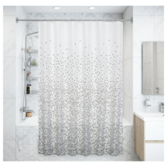 Штора для ванны Confetti 180x200 см, полиэстер, цвет белый/серый Bath Plus