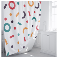 Штора для ванны Fixsen Candy без колец 180x200 см полиэстер цвет белый