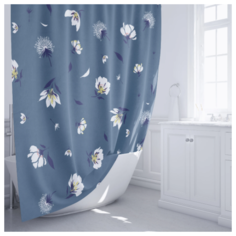 Штора для ванны Fixsen Crocus 180x200 см, полиэстер, цвет синий